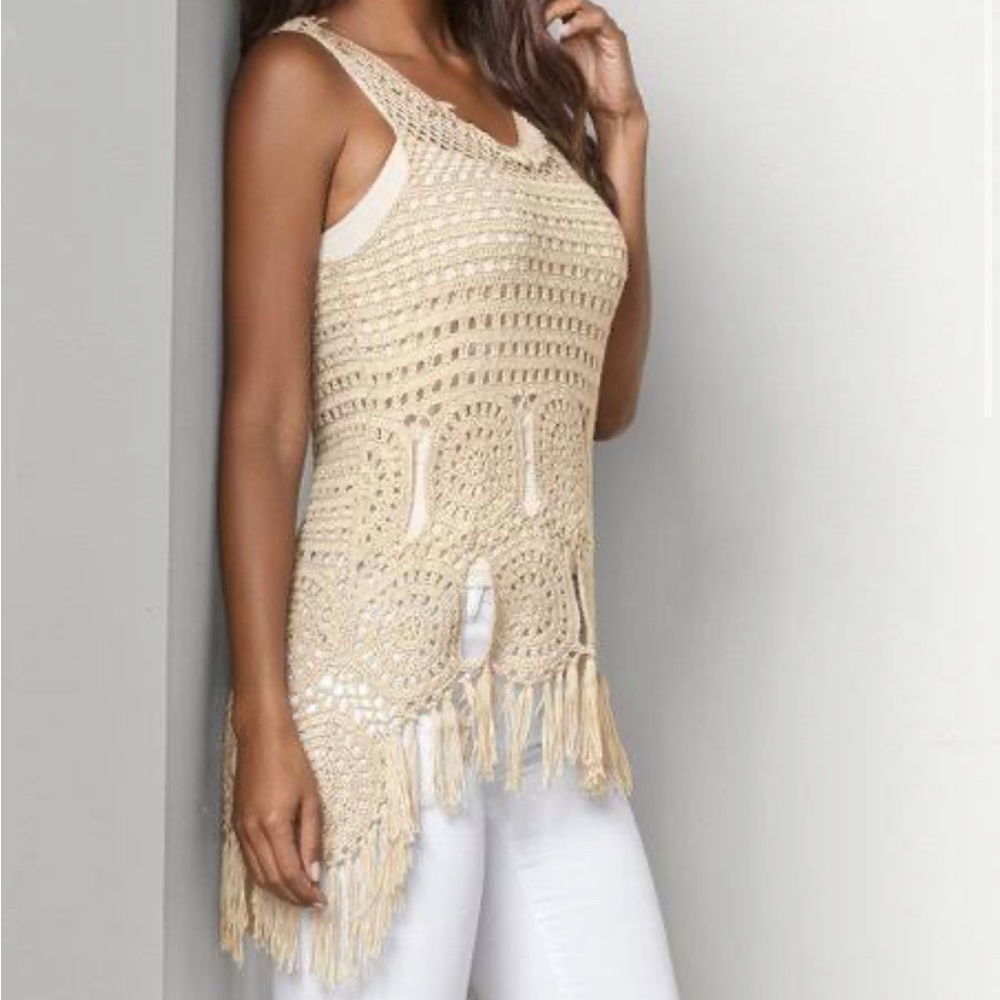 Venus crochet top cottagecore hippie beige